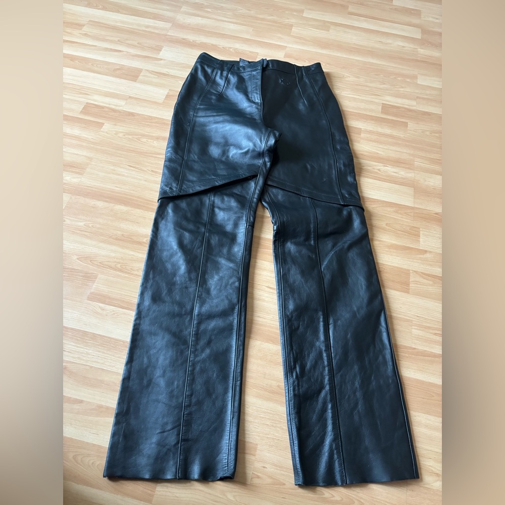 Harley-Davidson Black Wide-Leg Leather Pants